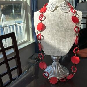 Vintage Coral Necklace. Long chain